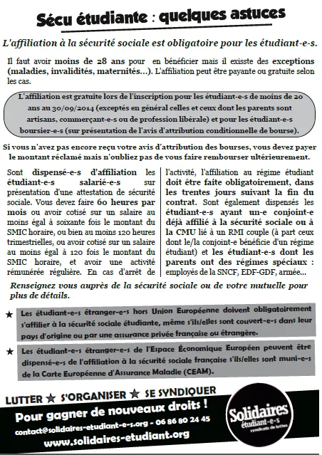 Quelques astuces sur la sécurité sociale étudiante