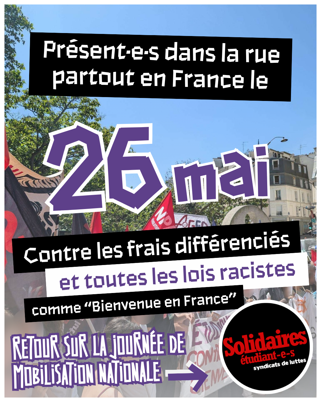 26 mai: Contre les frais différenciés et toutes les lois racistes
