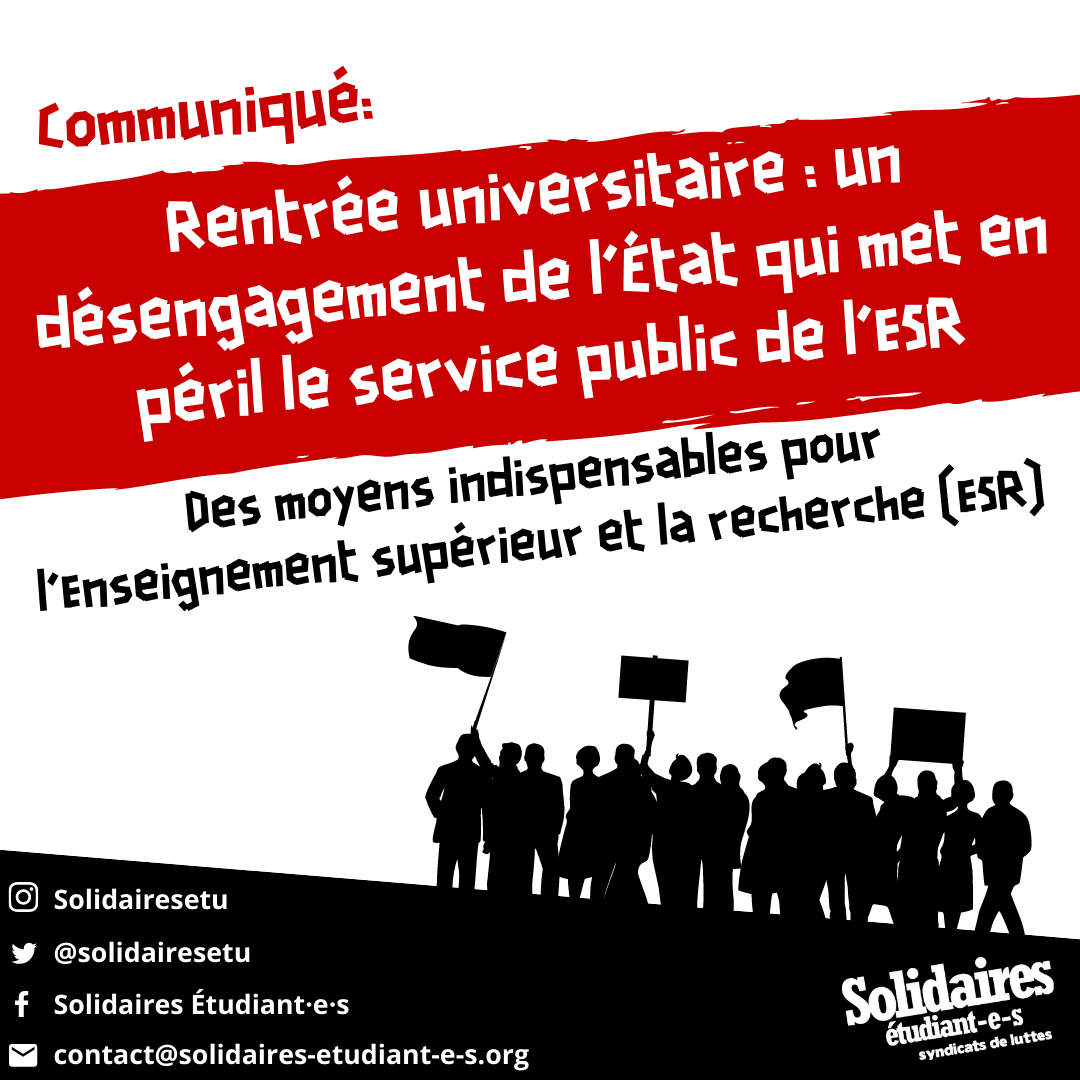 Rentrée universitaire : un désengagement de l’État qui met en péril le service public de l’ESR