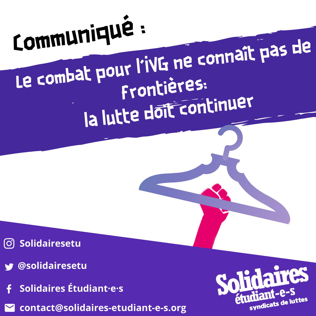 Le combat pour l'IVG ne connaît pas de frontières: la lutte doit continuer
