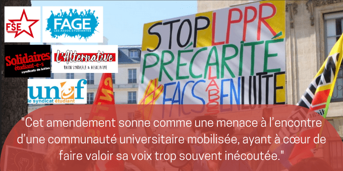 Communiqué intersyndical : Amendements de la LPR : des libertés restreintes au sein des établissements ?