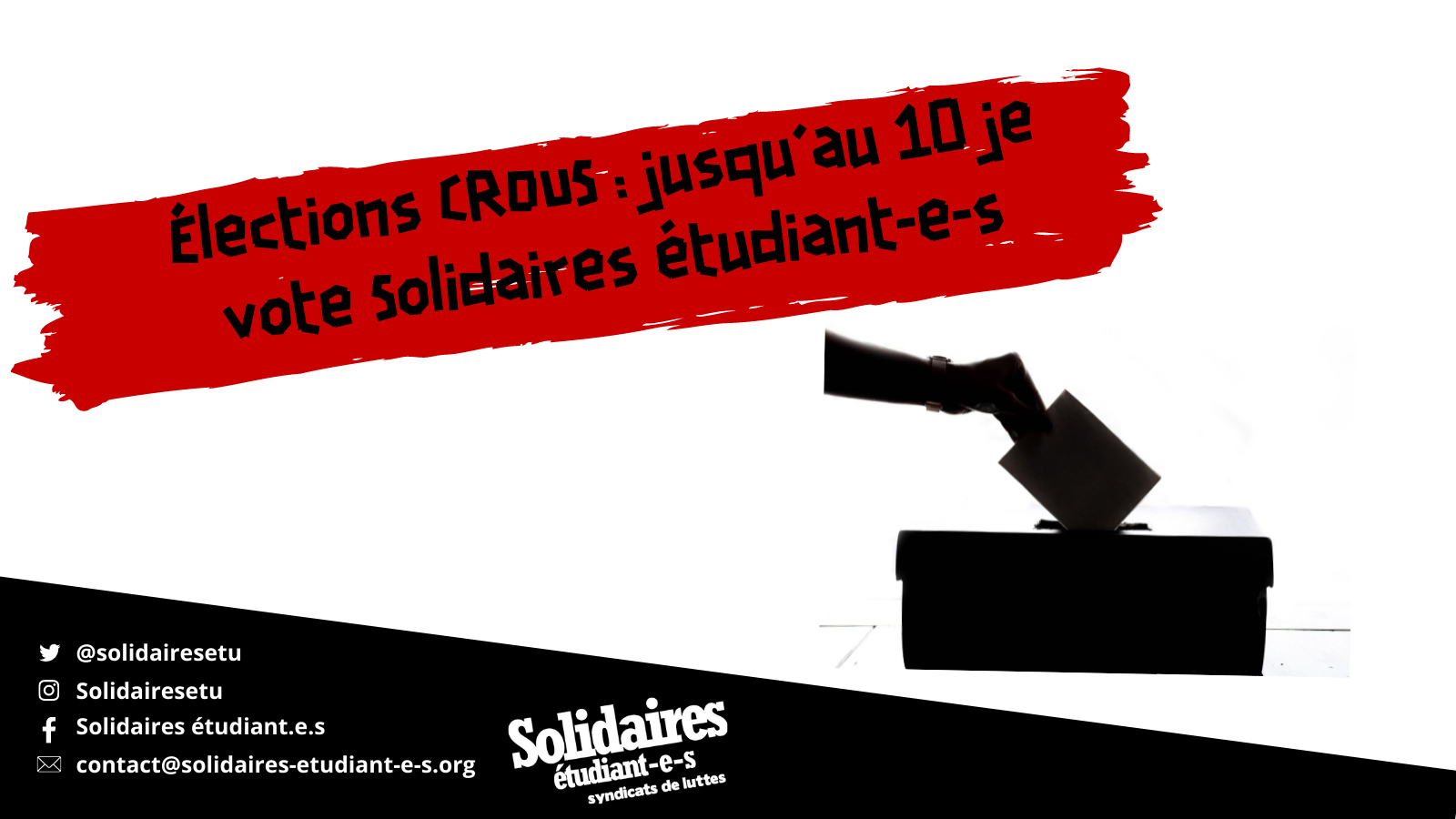 Élections CROUS - Votez jusqu'au 10 pour Solidaires étudiant-e-s