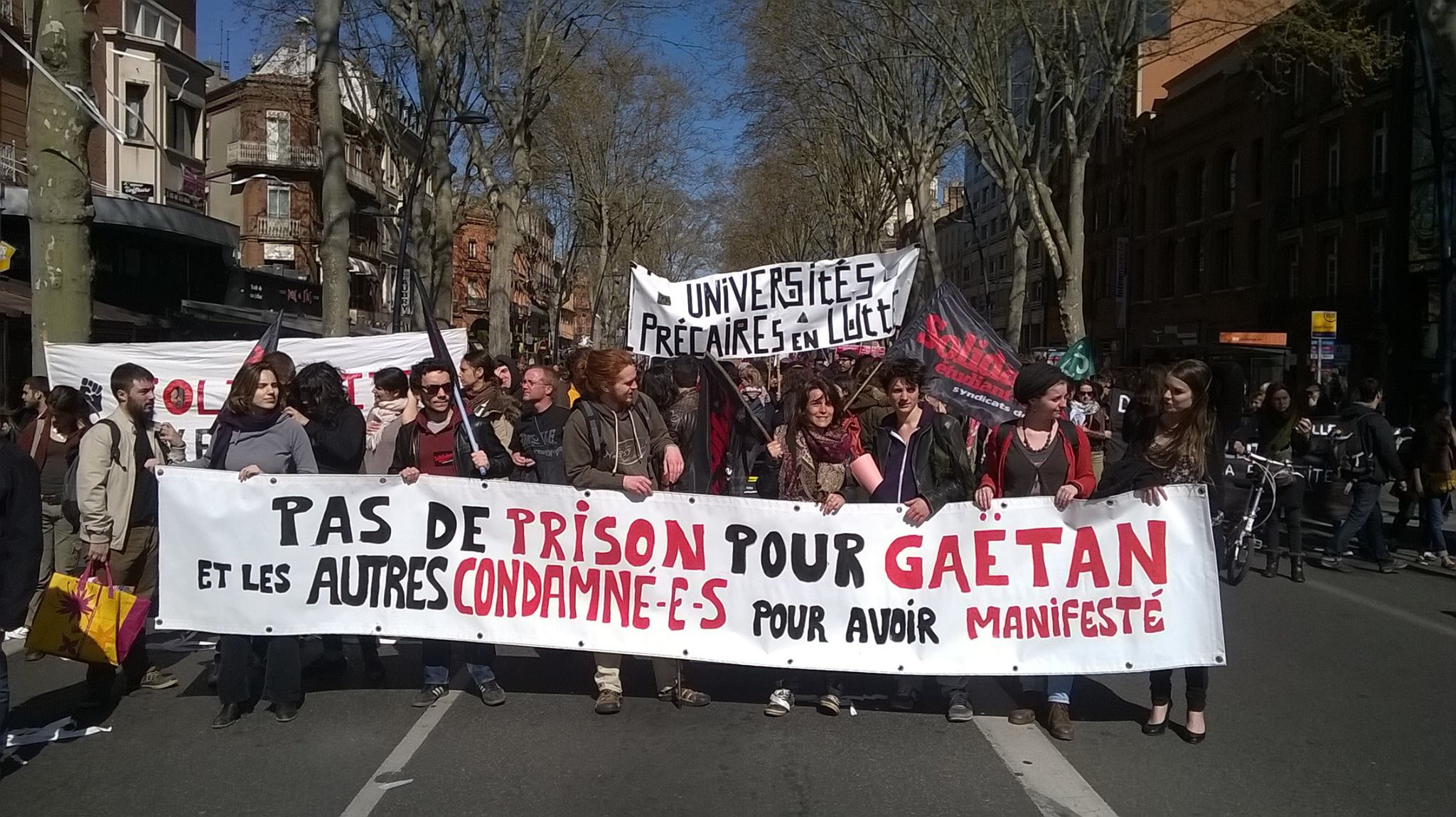 * Pas de prison pour Gaétan ni pour les autres condamné-e-s pour avoir manifesté * Après une journée de mobilisation réussie, la solidarité doit encore s’amplifier !