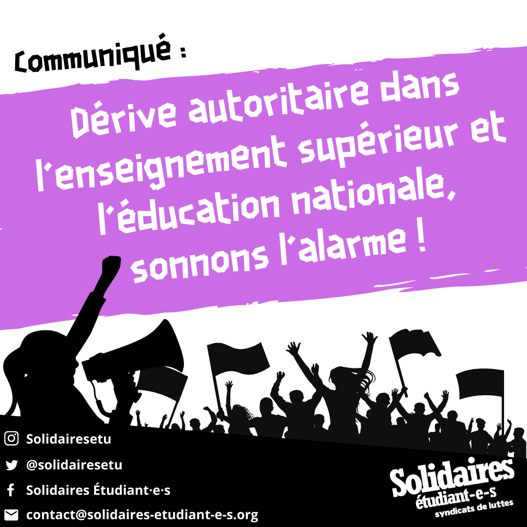 Dérive autoritaire dans l'enseignement supérieur et l'éducation nationale, sonnons l'alarme !