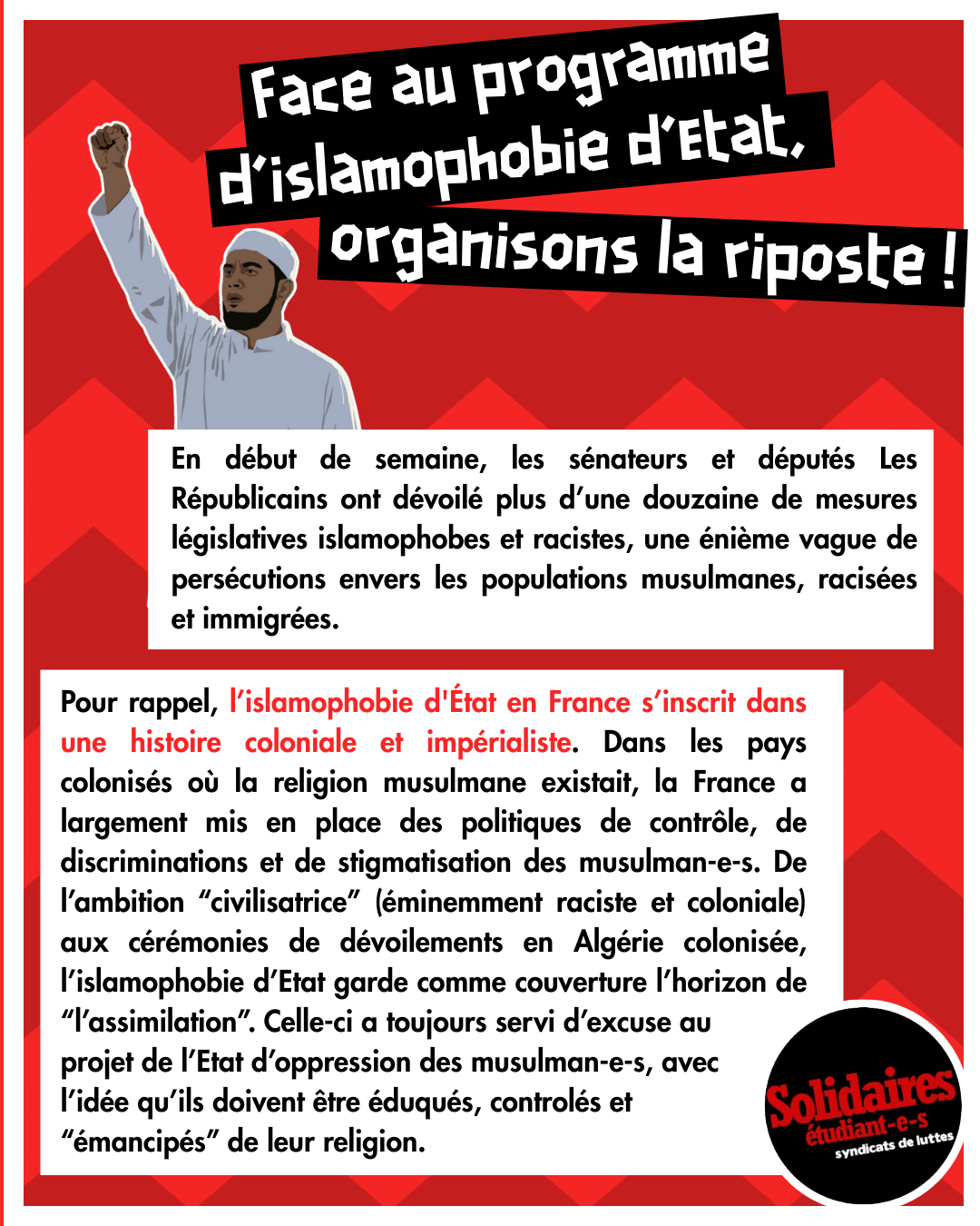 Face au programme d’islamophobie d’État, organisons la riposte !