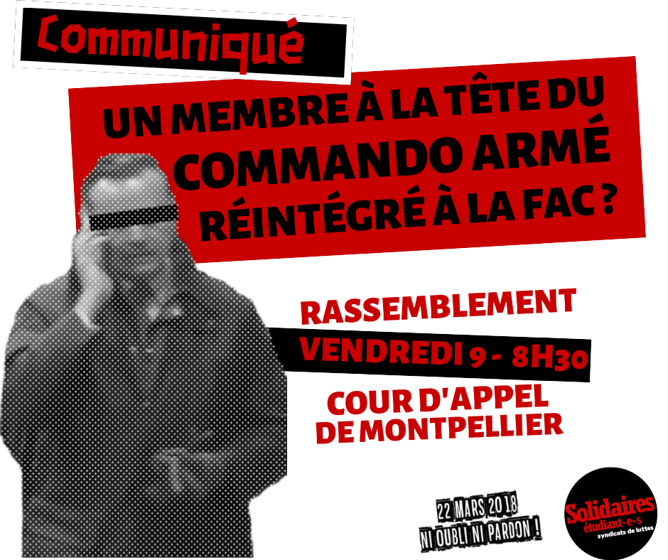 Contre la réintégration à la fac de droit d'un membre à la tête du commando armé du 22 Mars 2018